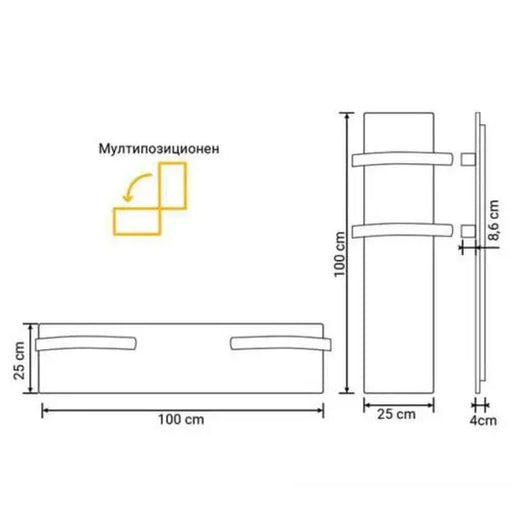 Radiant bathroom convector CLIMASTAR SLIM 500 embossed black - За баня<<<Уреди за