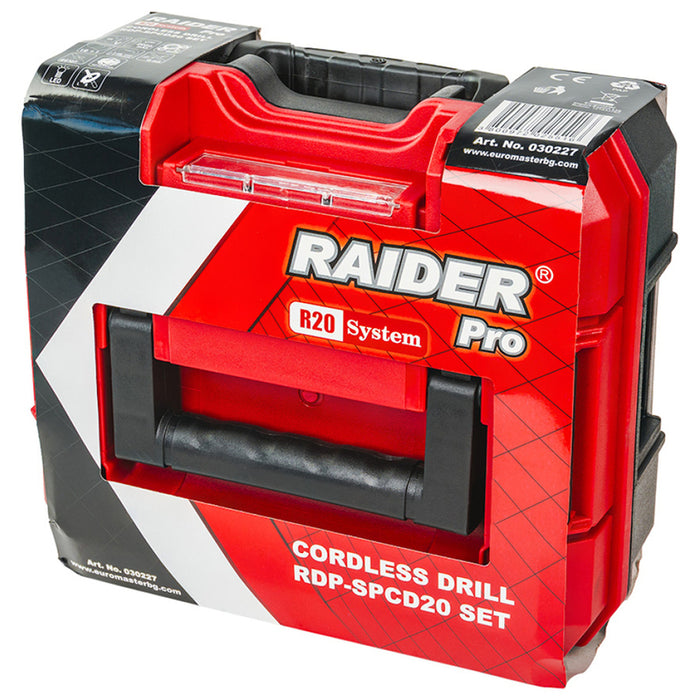 BATTERY DRILL RAIDER PRO RDP-SPCD20 20 V, 44.00 nm, NUMBER OF BATTERIES 1, 2.00 Ah, SUITCASE