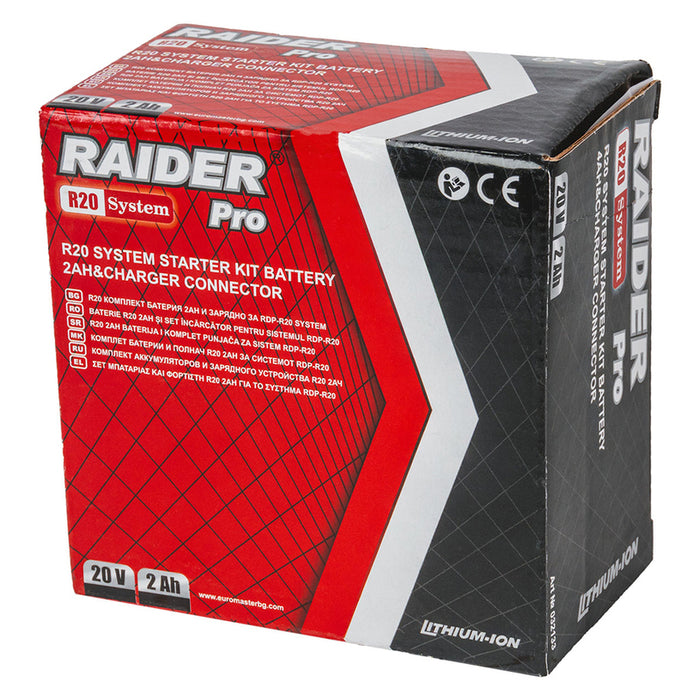 BATTERY AND CHARGER 20 V 2 AH RAIDER PRO R20 SYSTEM