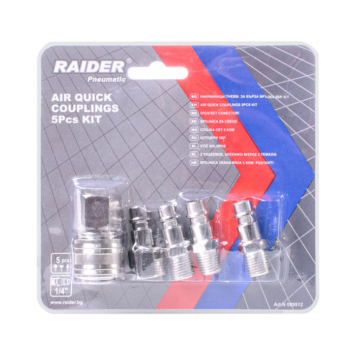 PNEUMATIC TIPS. QUICK CONNECTION 1/4" 5PCS KIT QC01 RAIDER