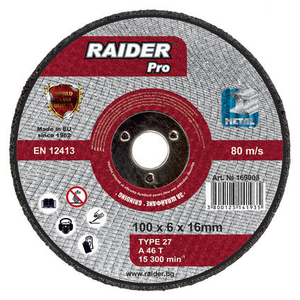 GRINDING DISC Ф100X6X16 MM RAIDER