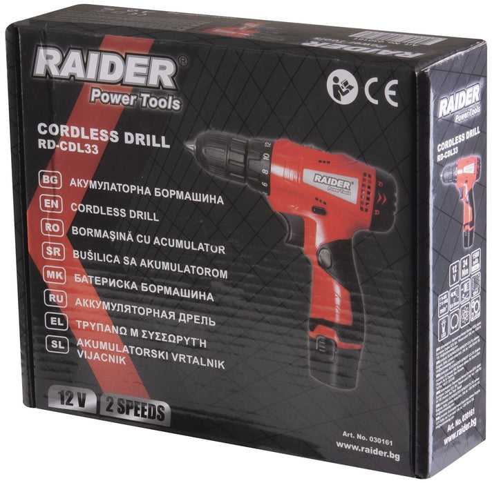 BATTERY DRILL RAIDER RD-CDL 33 12 V, 24.00 nm, NUMBER OF BATTERIES 1, 1.50 Ah