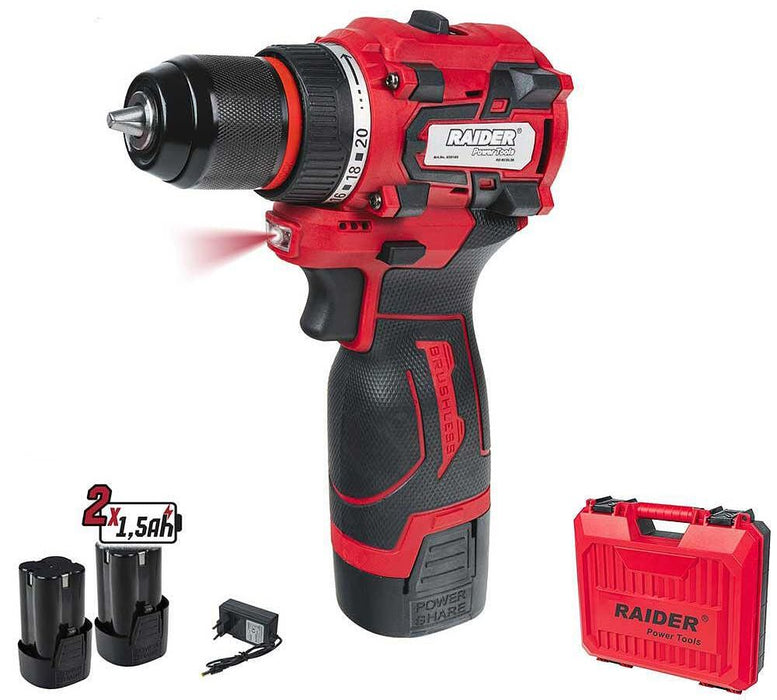 BATTERY BRUSHLESS DRILL RAIDER RD-BCDL39 16 V, 30.00 nm, 1.50 Ah, SUITCASE