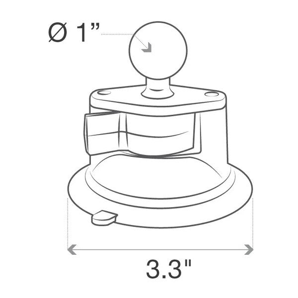 RAM Mount RAM-B-224-1U Suction cup for windshield/dashboard Black