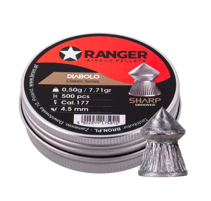 4.5 mm RANGER Diabolo Professional Sharp Grooved Point 500 pellets