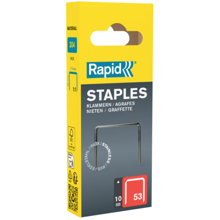 STAPLES FOR TACKER 53X10MM 1080PCS STAINLESS STEEL
