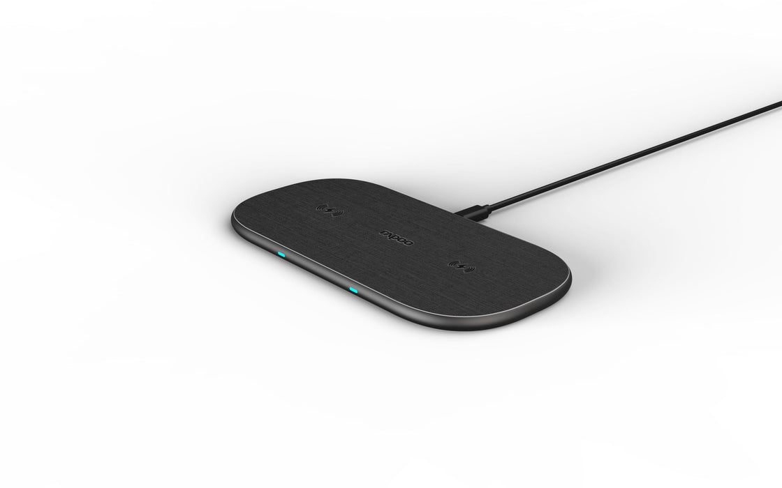 Wireless charger RAPOO XC260, Qi, Dual, 7.5W/10W, Black