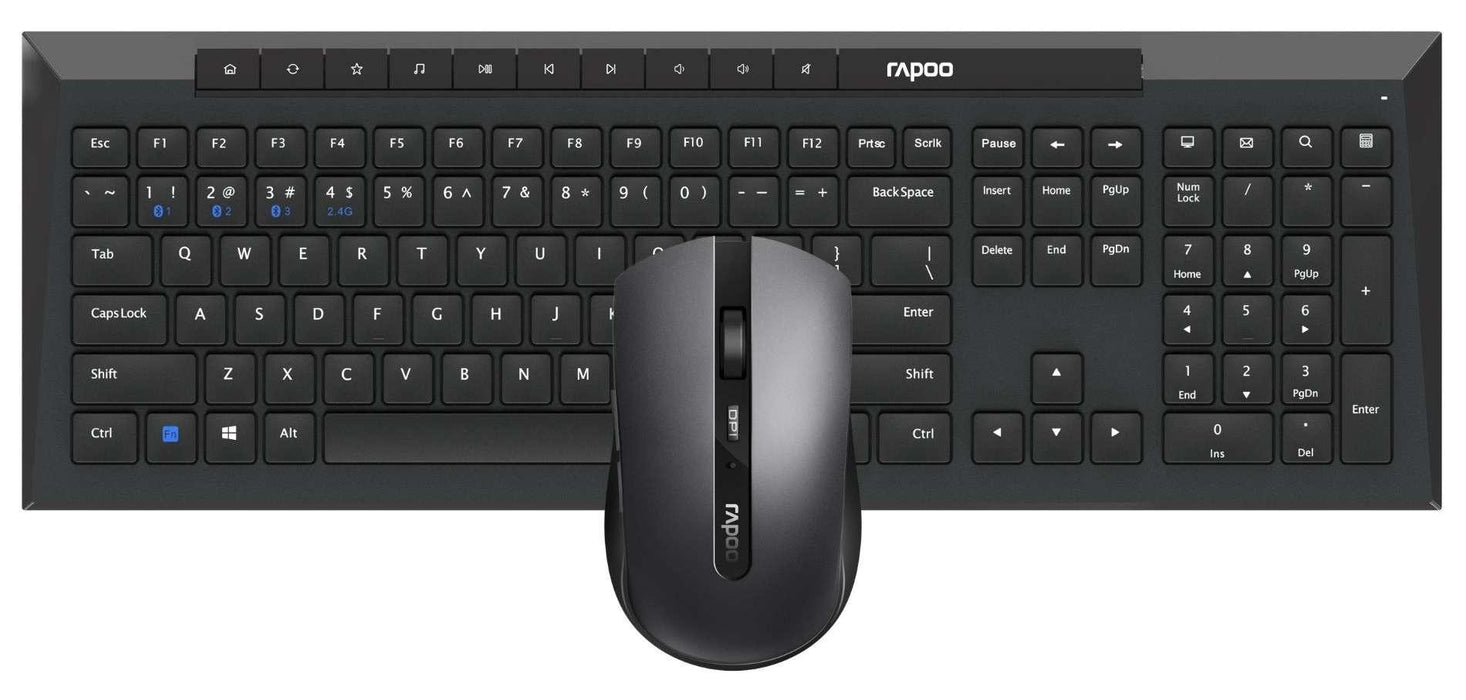 Keyboard and mouse set RAPOO 8210M, Multi mode, Black