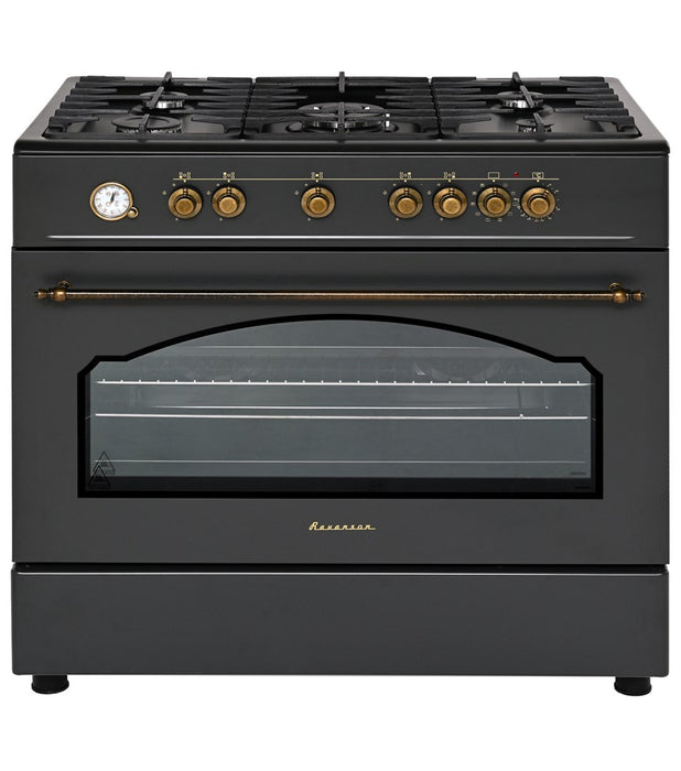 Ravanson Retro KWGE–90AR gas and electric cooker (black)