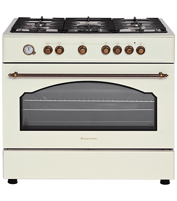 Ravanson Retro KWGE–90ARC gas and electric cooker (cream)