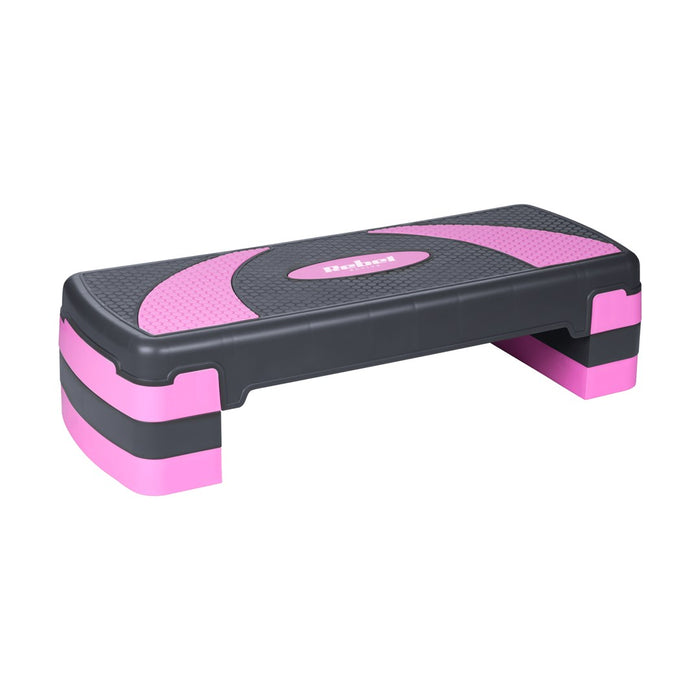 REBEL ACTIVE Step for aerobics and fitness exercises, 3 levels, gray-purple