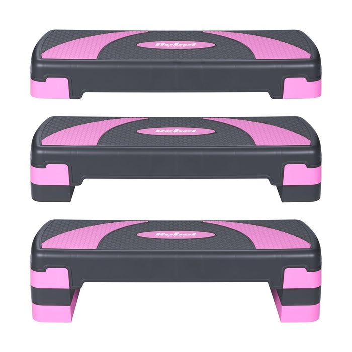 REBEL ACTIVE Step for aerobics and fitness exercises, 3 levels, gray-purple