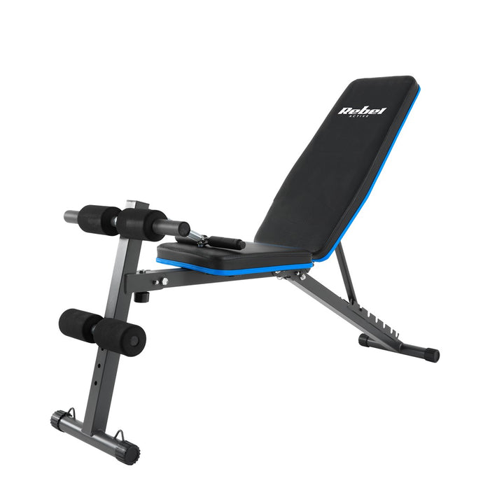 REBEL ACTIVE Inclined training bench with leg locks and elastic bands