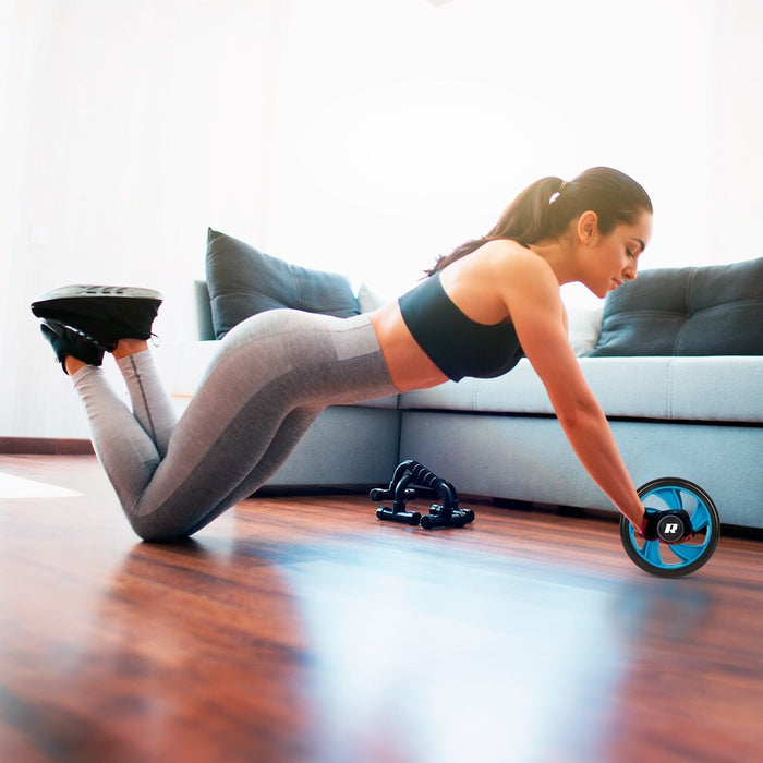 REBEL ACTIVE Double wheel, roller for abdominal exercises AB Wheel