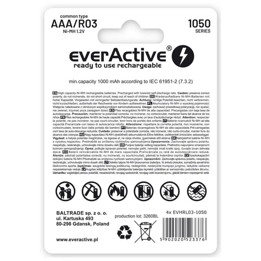 Rechargeable batteries everActive Ni-MH R03 AAA 1050 mAh Professional Line - Rechargeable batteriesBAL-AKM<<<batteries
