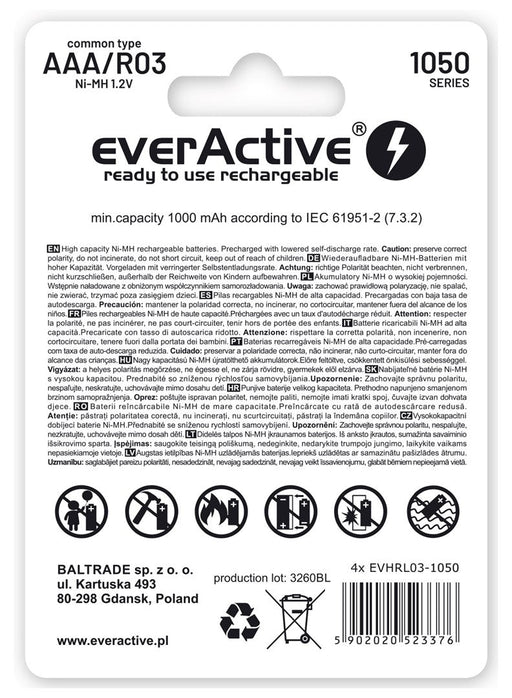 Rechargeable batteries everActive Ni-MH R03 AAA 550 mAh Infinity Line - Rechargeable batteriesBAL-AKM<<<batteries