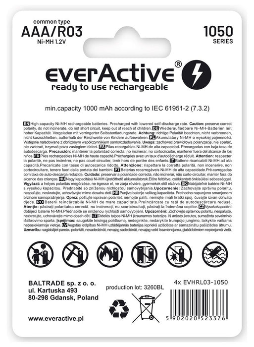 Rechargeable batteries everActive Ni-MH R03 AAA 550 mAh Infinity Line - Rechargeable batteriesBAL-AKM<<<batteries