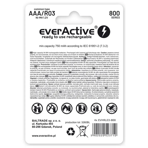 Rechargeable batteries everActive Ni-MH R03 AAA 800 mAh Silver Line - Rechargeable batteriesBAL-AKM<<<batteries