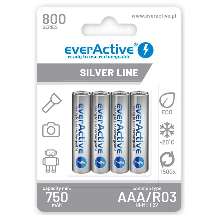 Rechargeable batteries everActive Ni-MH R03 AAA 800 mAh Silver Line - Rechargeable batteriesBAL-AKM<<<batteries