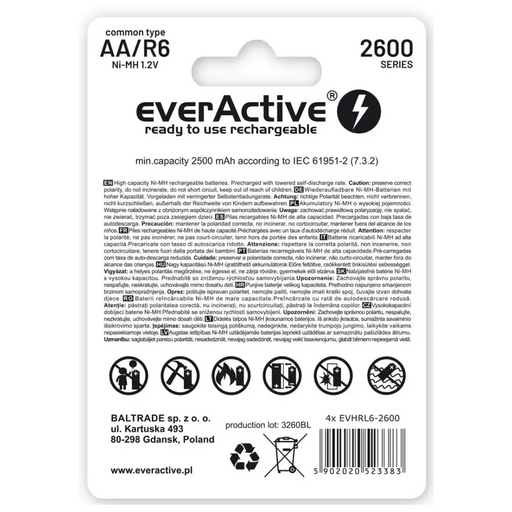 Rechargeable batteries everActive Ni-MH R6 AA 2600 mAh Professional Line - Rechargeable batteriesBAL-AKM<<<batteries