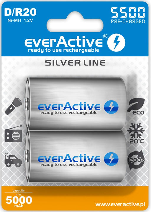 Rechargeable batteries everActive R20/D Ni-MH 5500 mAh ready to use - Rechargeable batteriesBAL-AKM<<<batteries