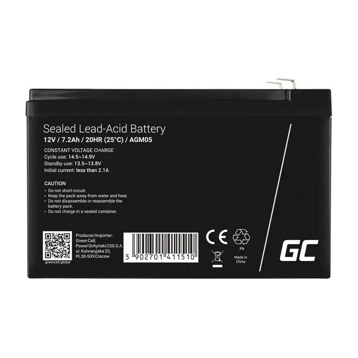 Rechargeable battery AGM 12V 7.2Ah Maintenancefree for UPS ALARM - Batteries<<<Rechargeable batteries<<<IT