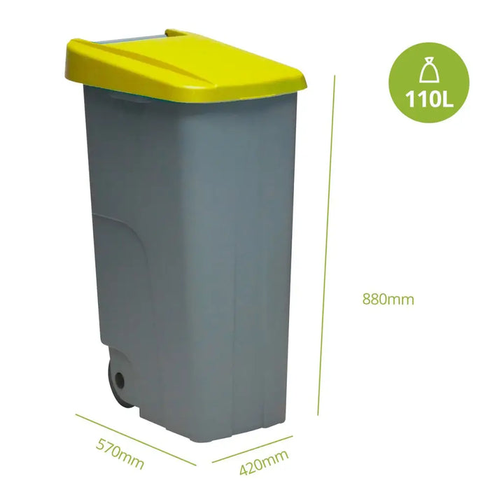 Recycling Waste Bin Denox Yellow 110 L - Други продукти за почистване<<<Почистване Прахосмукачки И Гладене<<<Дом