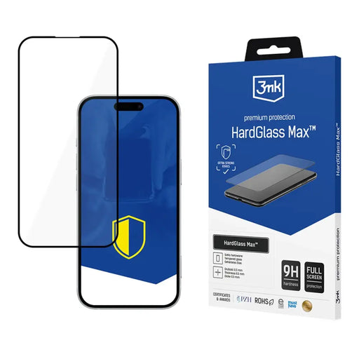 Reinforced 3mk HardGlass Max Black Tempered Glass for iPhone 16 Pro / 17 / 17 Pro - *Kategoria tymczasowa<<<HurtelXML