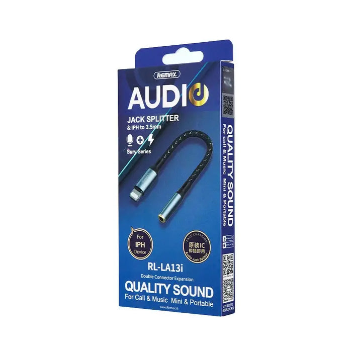Remax Sury Series adapter Lightning - mini jack 3.5mm 0.13m graphite (RL-LA13i) - USB adapters<<<HurtelXML