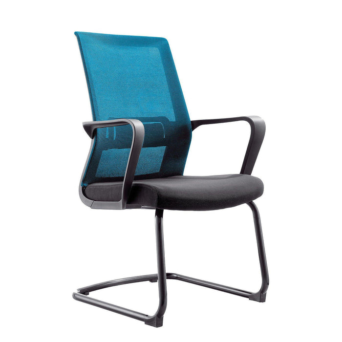 RFG Visitor's chair Smart M, damask and mesh, black seat, light blue backrest