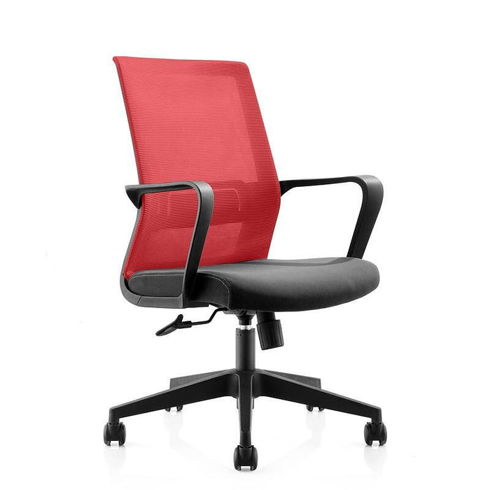 RFG Work chair Smart W, damask and mesh, black seat, red back