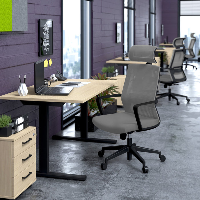 RFG Executive chair Smart HB, damask and mesh, dark gray seat, gray back