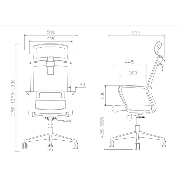 RFG Executive chair Smart HB, damask and mesh, dark gray seat, gray back