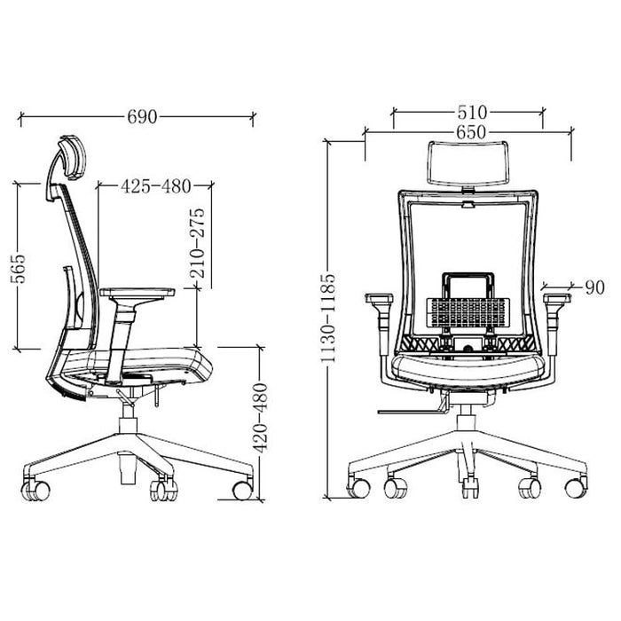 RFG Ergonomic chair Luxe HB Chrome, black seat, black back