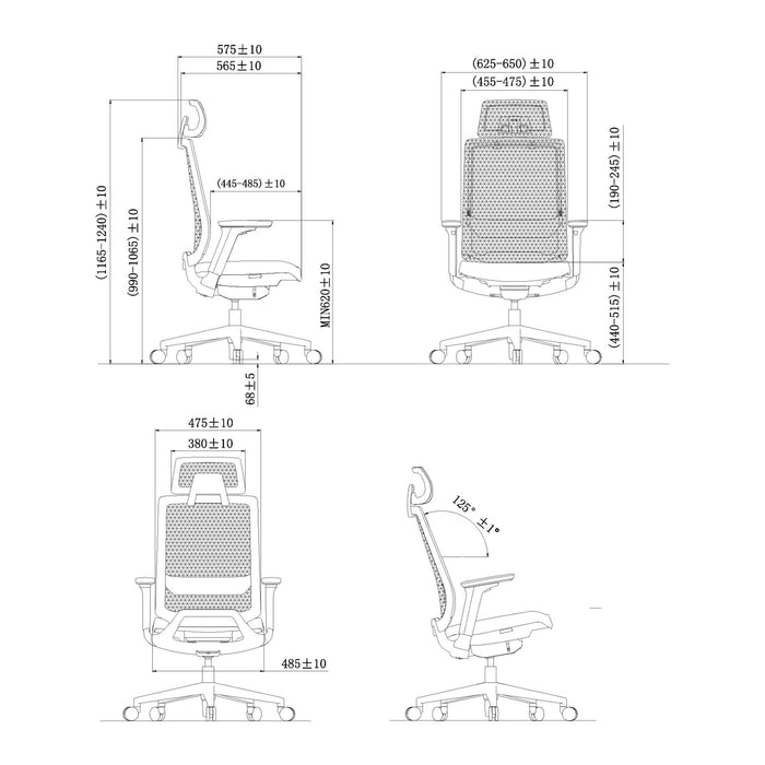 RFG Meteor X White HB ergonomic chair, black seat, black back