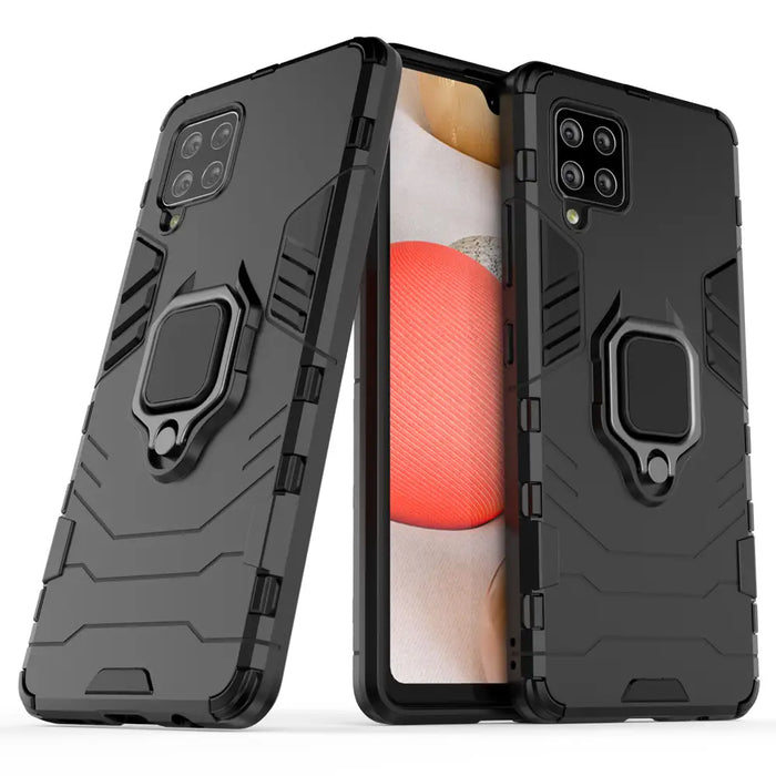 Ring Armor Case Kickstand Tough Rugged Cover for Samsung Galaxy A42 5G black - Cell phone cases and covers<<<HurtelXML