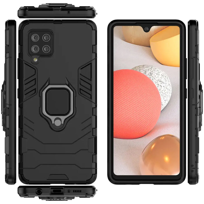 Ring Armor Case Kickstand Tough Rugged Cover for Samsung Galaxy A42 5G black - Cell phone cases and covers<<<HurtelXML