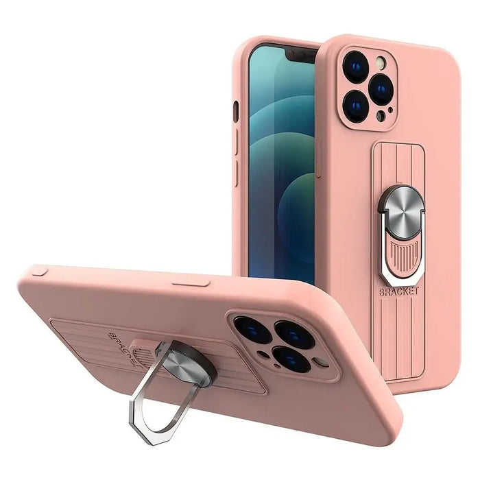 Ring Case silicone case with finger grip and stand for iPhone 11 Pro Max pink - Cell phone cases and covers<<<HurtelXML