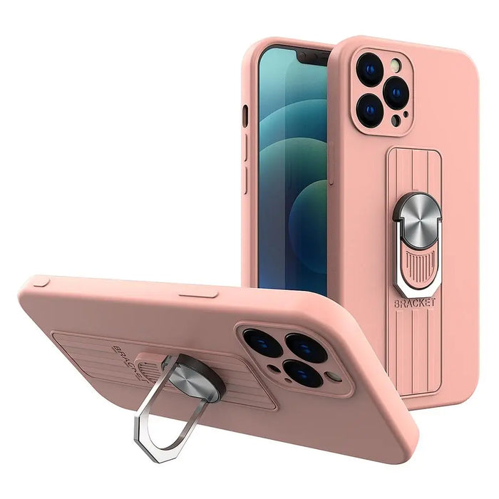 Ring Case silicone case with finger grip and stand for Samsung Galaxy A22 4G pink - Cell phone cases