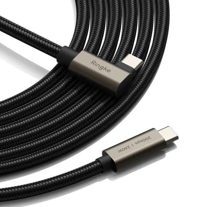 Ringke 3.2 gen. 2x2 USB-C PD 3.1 240W 2m angled cable - black - Cables and tapes<<<HurtelXML
