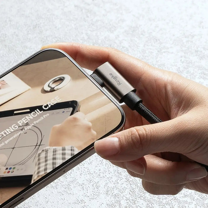 Ringke 3.2 gen. 2x2 USB-C PD 3.1 240W 2m angled cable - black - Cables and tapes<<<HurtelXML