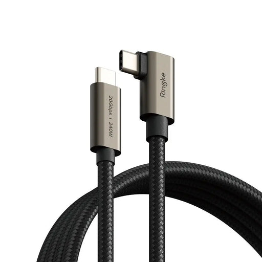 Ringke 3.2 gen. 2x2 USB-C PD 3.1 240W 2m angled cable - black - Cables and tapes<<<HurtelXML