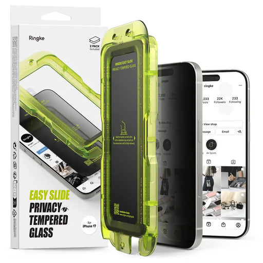 Ringke Easy Slide 2-pack Privacy Glass for iPhone 17 - Black - Cell phone tempered glass<<<HurtelXML