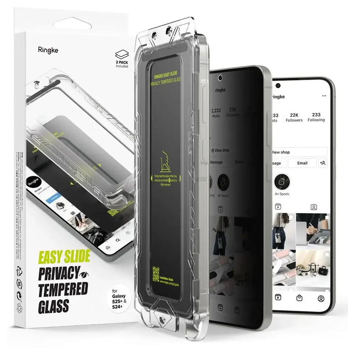 Ringke Easy Slide 2-pack Privacy Glass for Samsung Galaxy S25+ - Cell phone tempered glass<<<HurtelXML
