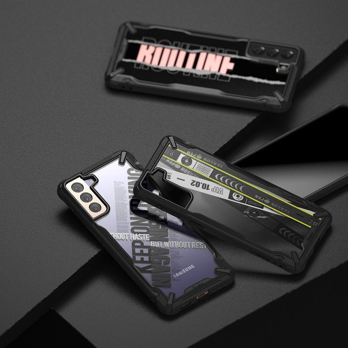 Ringke Fusion X Design durable PC Case with TPU Bumper for Samsung Galaxy S21+ 5G (S21 Plus 5G) black (Ticket band)