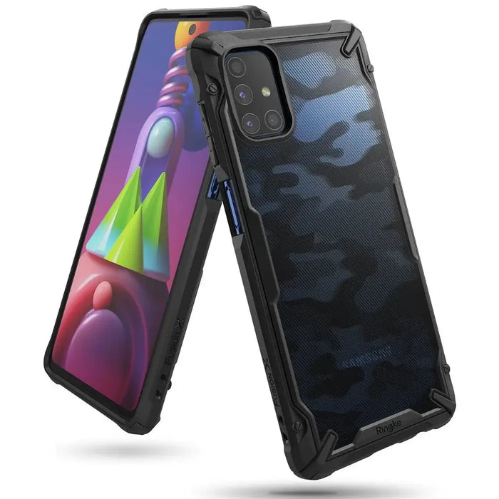 Ringke Fusion X Design durable PC Case with TPU Bumper for Samsung Galaxy M51 Camo Black (XDSG0043) - Cell phone cases