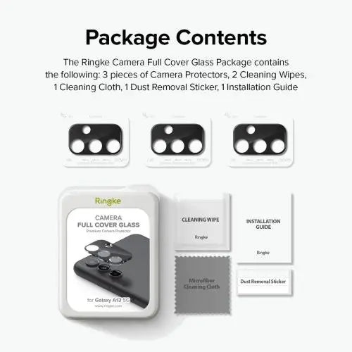 Ringke Galaxy A13 5G Camera Protector Full Cover Glass package (3 pcs) Black - Wireless In-Ear Headphones