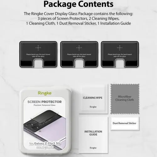 Ringke Galaxy Z Flip 3 0.33 mm Back cover Display Screen Protector Tempered Glass (3pcs) Transparent - Wireless In-Ear