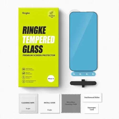 Ringke iPhone 15/ 16 Screen Protector Privacy Tempered Glass 9H with installation jig Transparent - iPhone