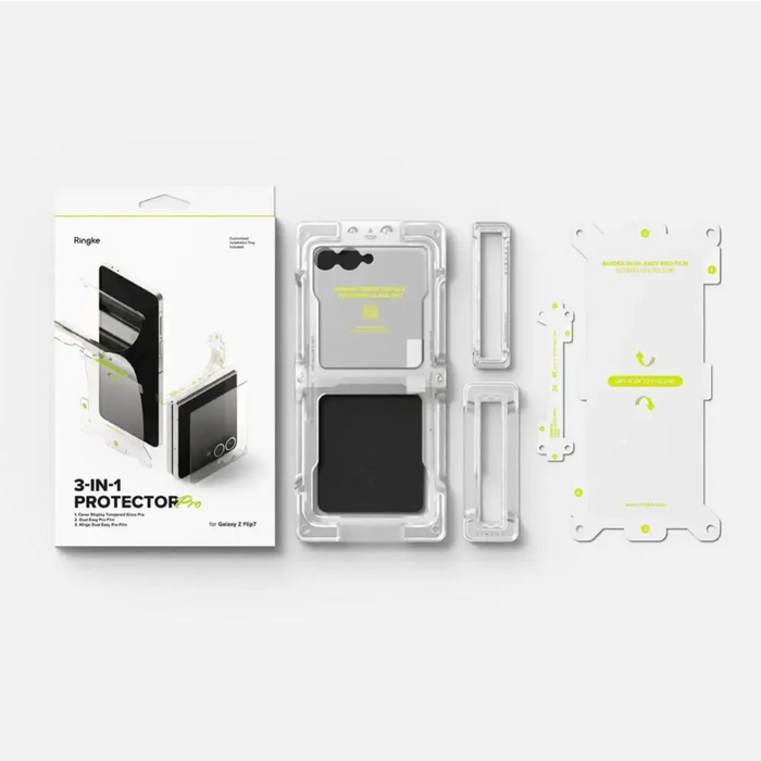 Ringke Protector Pro 3-in-1 Protective Set for Samsung Galaxy Z Flip 7 - Transparent - Cell phone tempered
